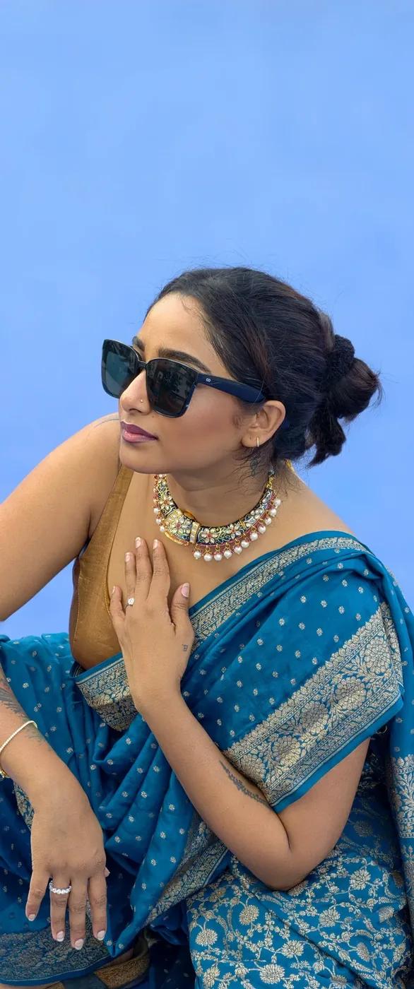 Georgette handloom banarasi - blue