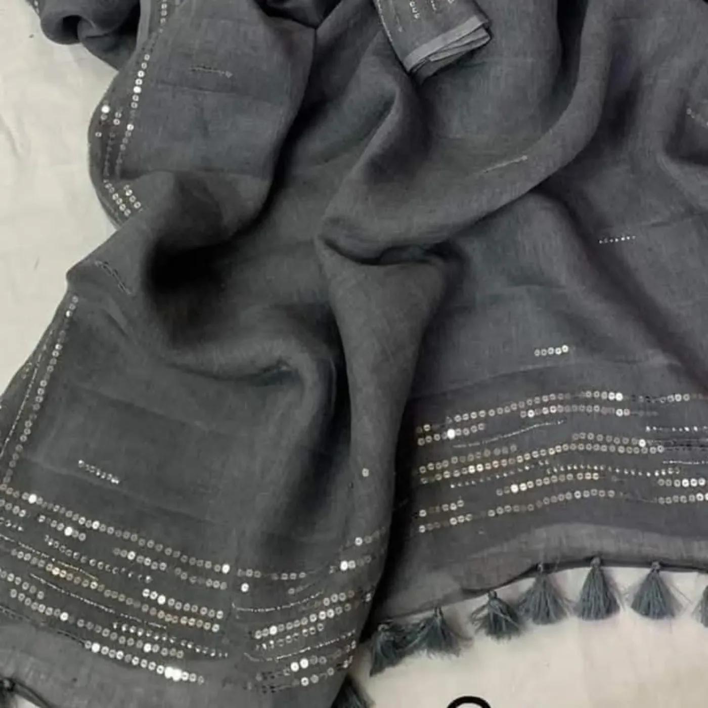 Linen with silver sequence, photo 4