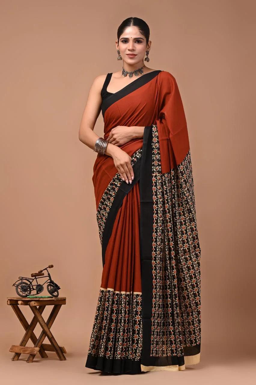 Mul Cotton Sarees-Black Border, photo 4
