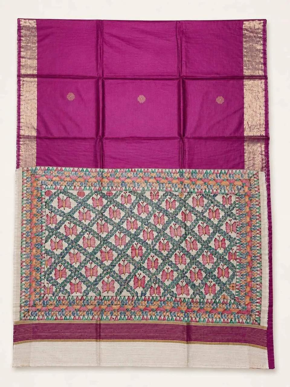 Tussar Ghicha Silk-Madhubani Style - silk mark certificate, photo 5