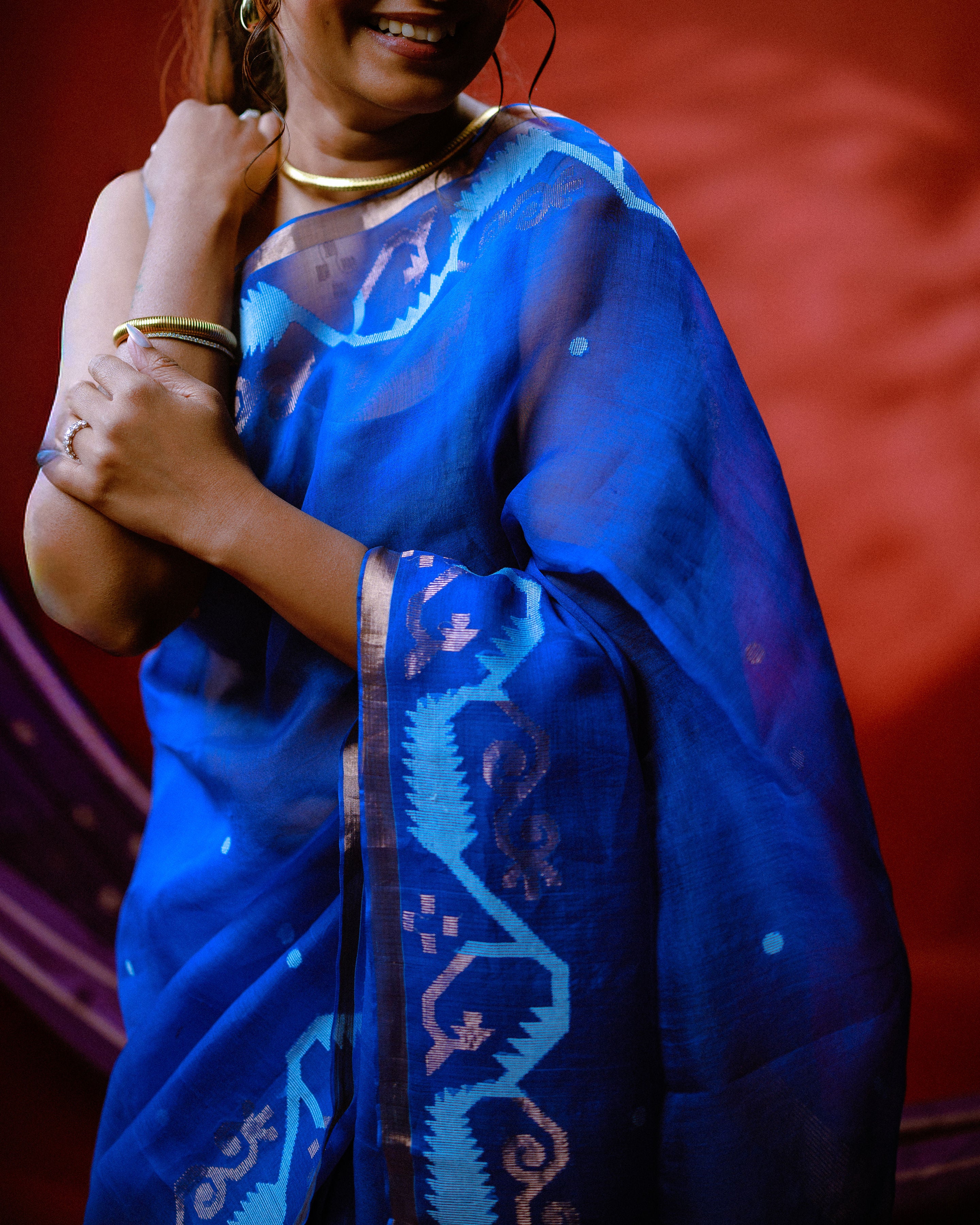 Jamdani Silk-Linen with Needlework Saree