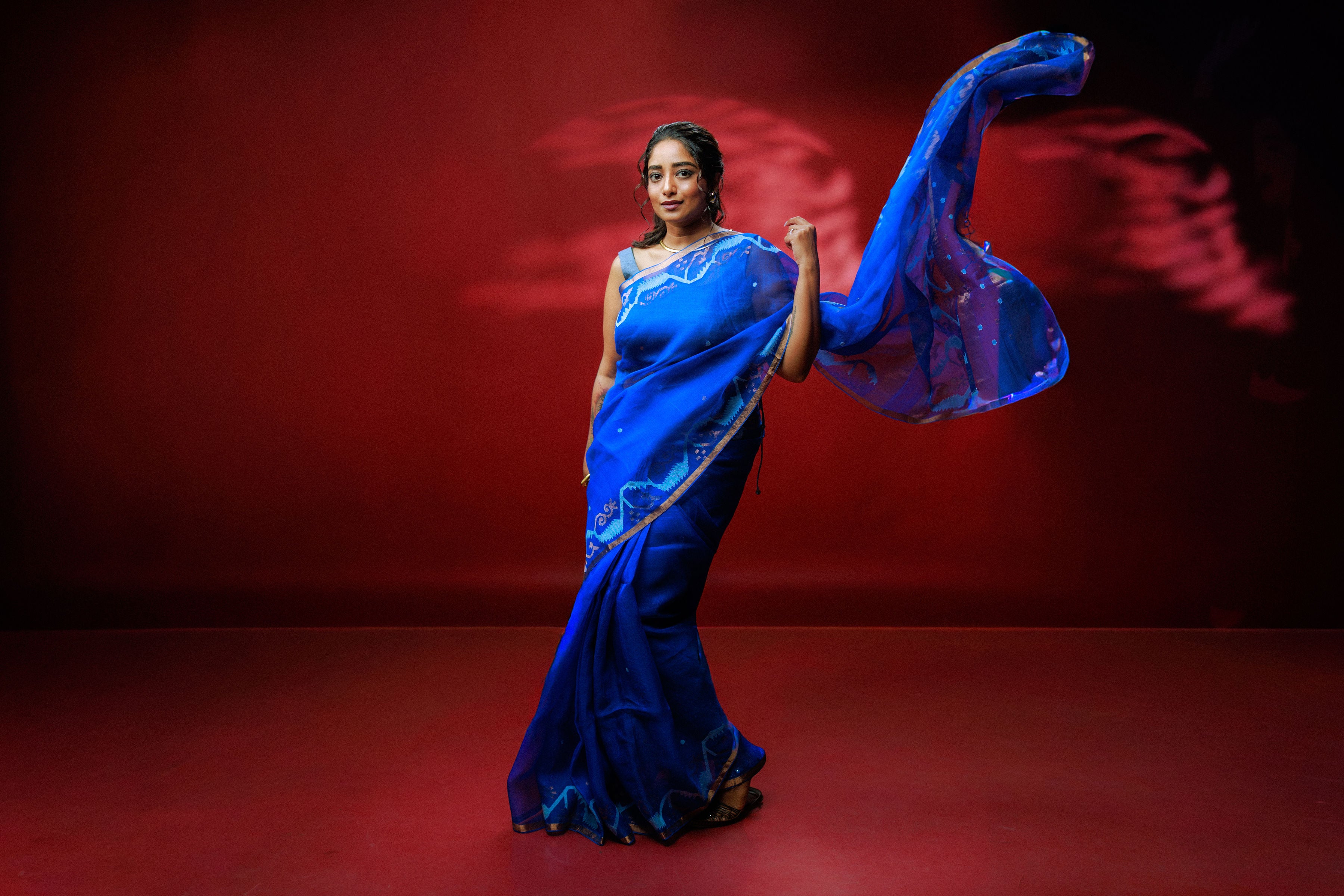 Jamdani Silk-Linen with Needlework Saree