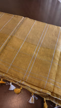 Linen - yellow with silver stripes