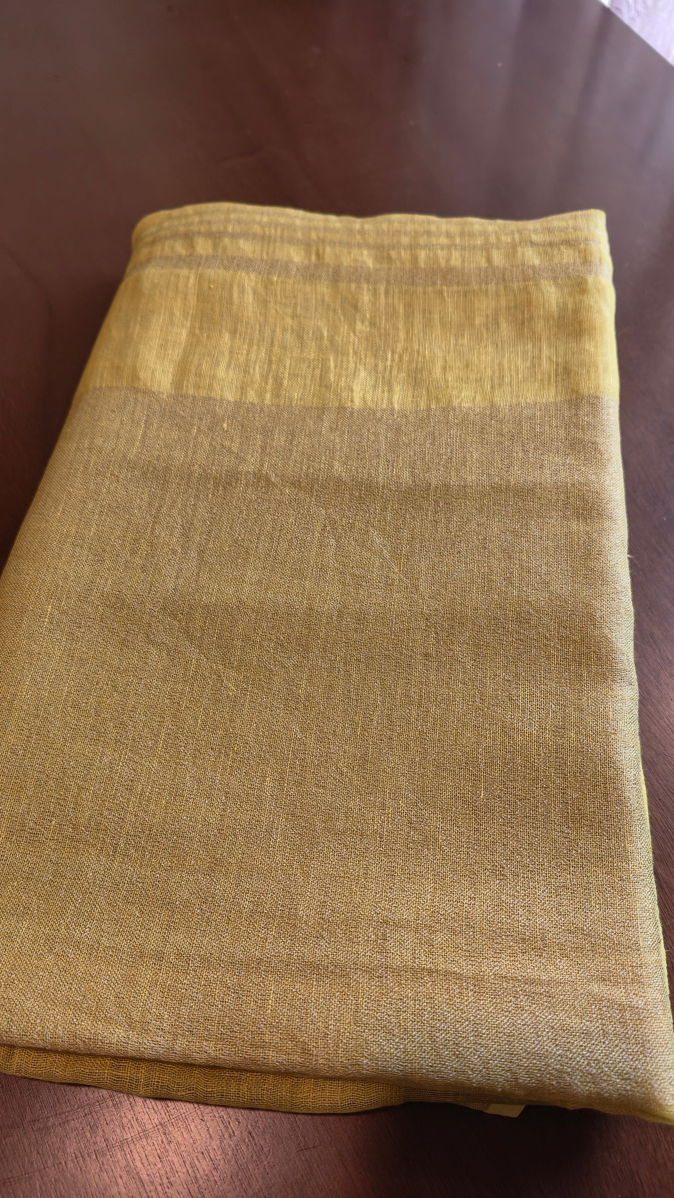 Linen - pale yellow with gold zari