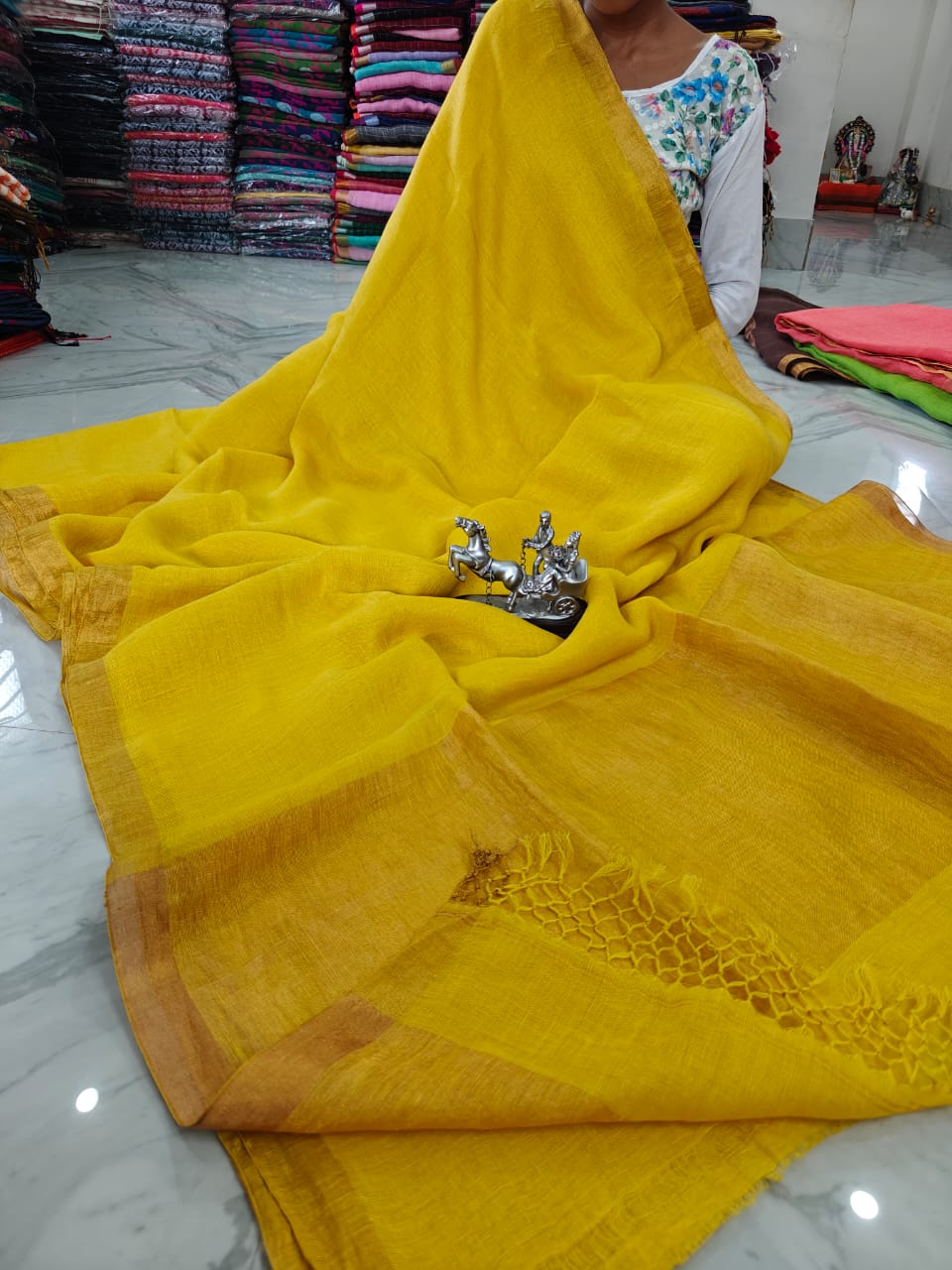 Linen with gold zari