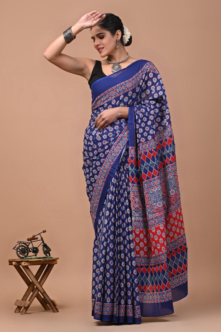 Mul Cotton Sarees - Blue Shades
