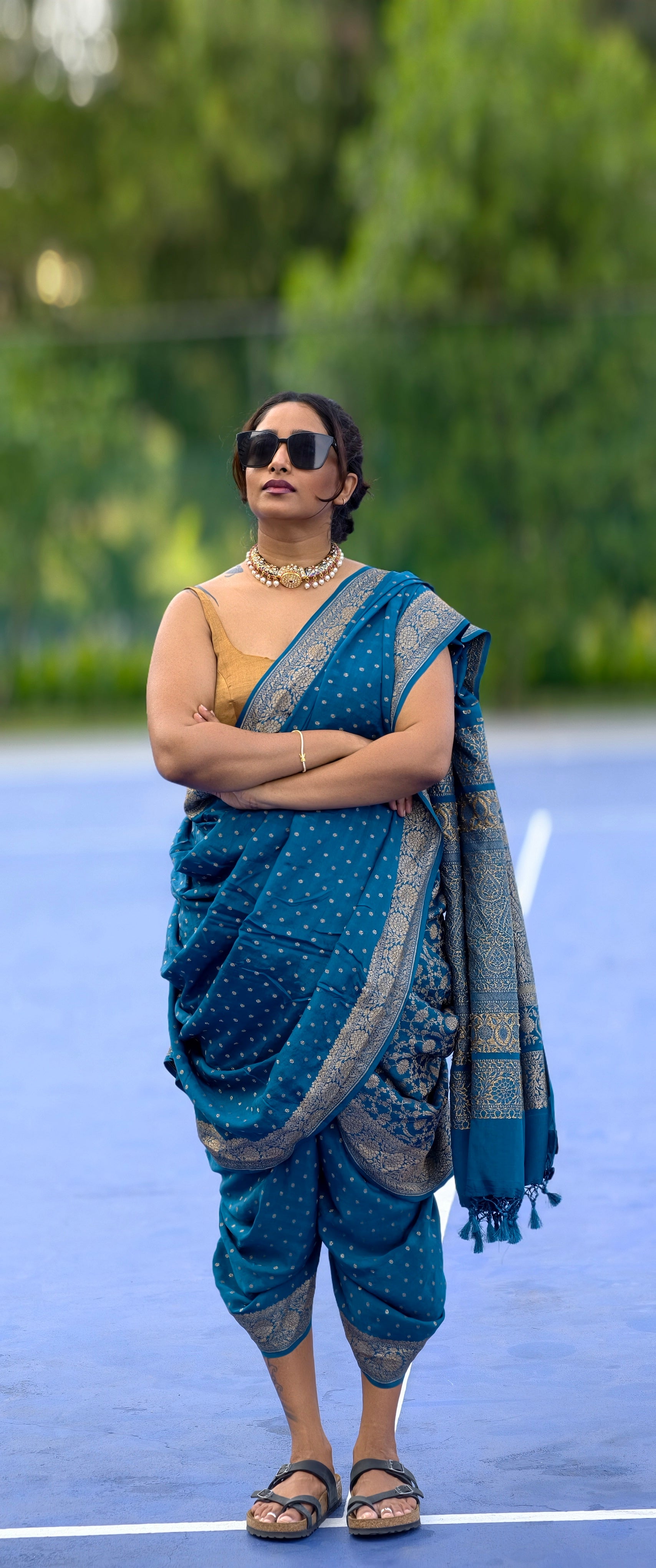 Georgette handloom banarasi - blue