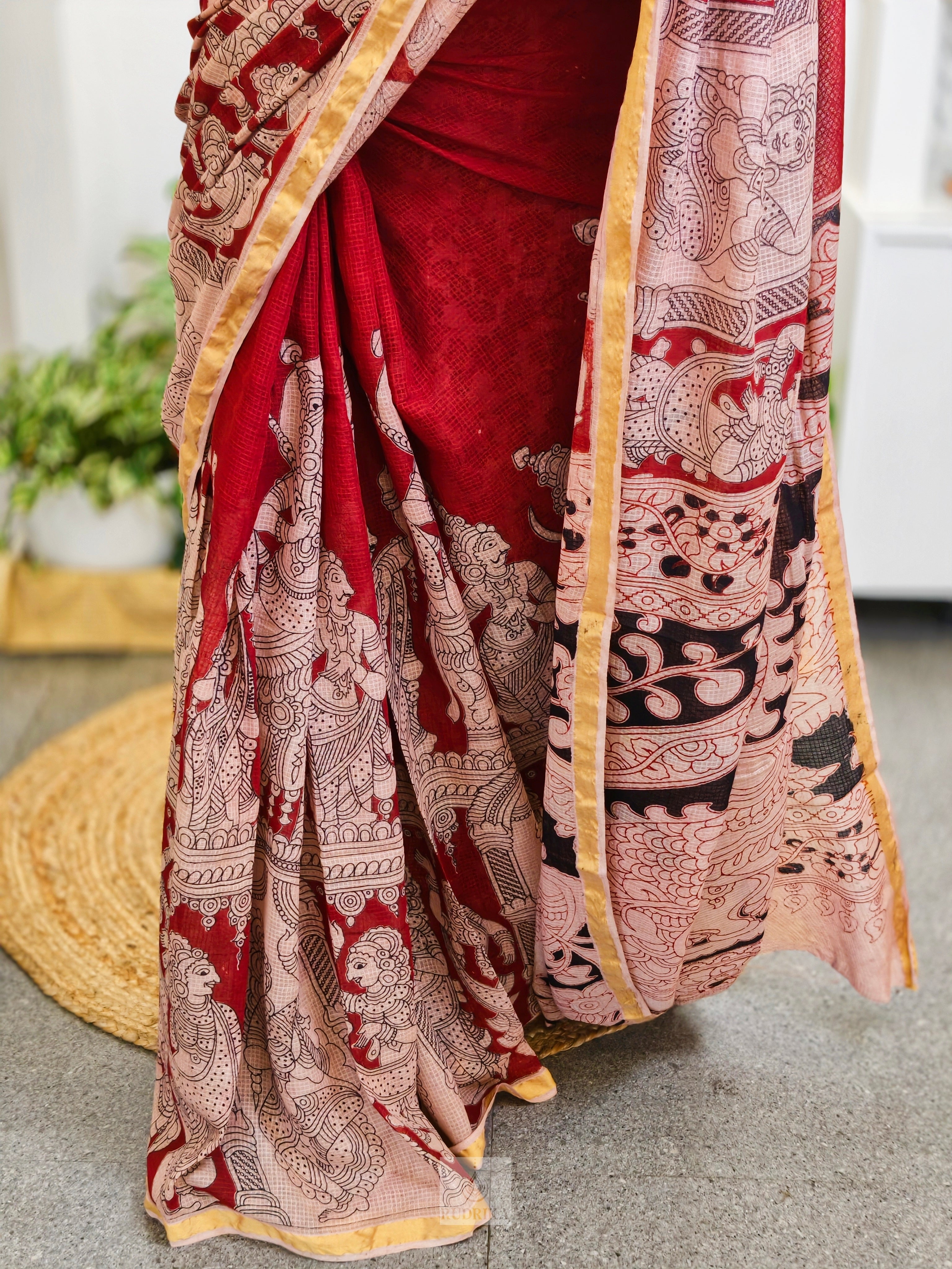 Kalamkari Kota Doria Saree