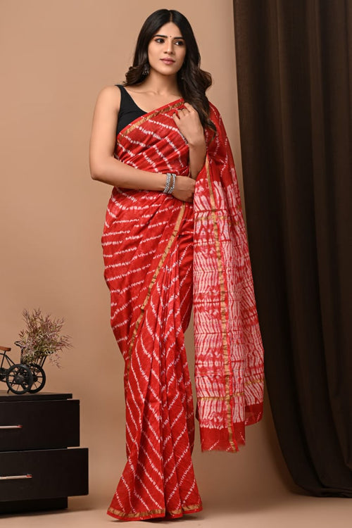Chanderi Silk Handloom Saree -Striped prints