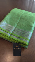 Linen - green tissue with silver zari