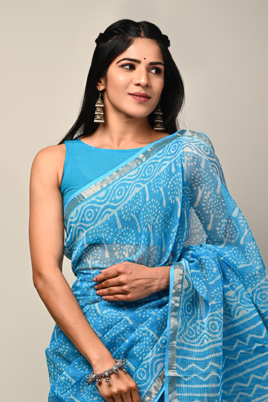 Kota Doria Sarees-Blue shades