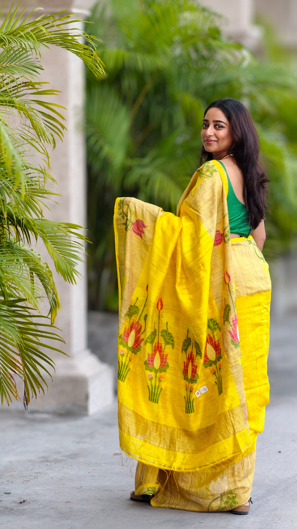 Matka silk saree - yellow