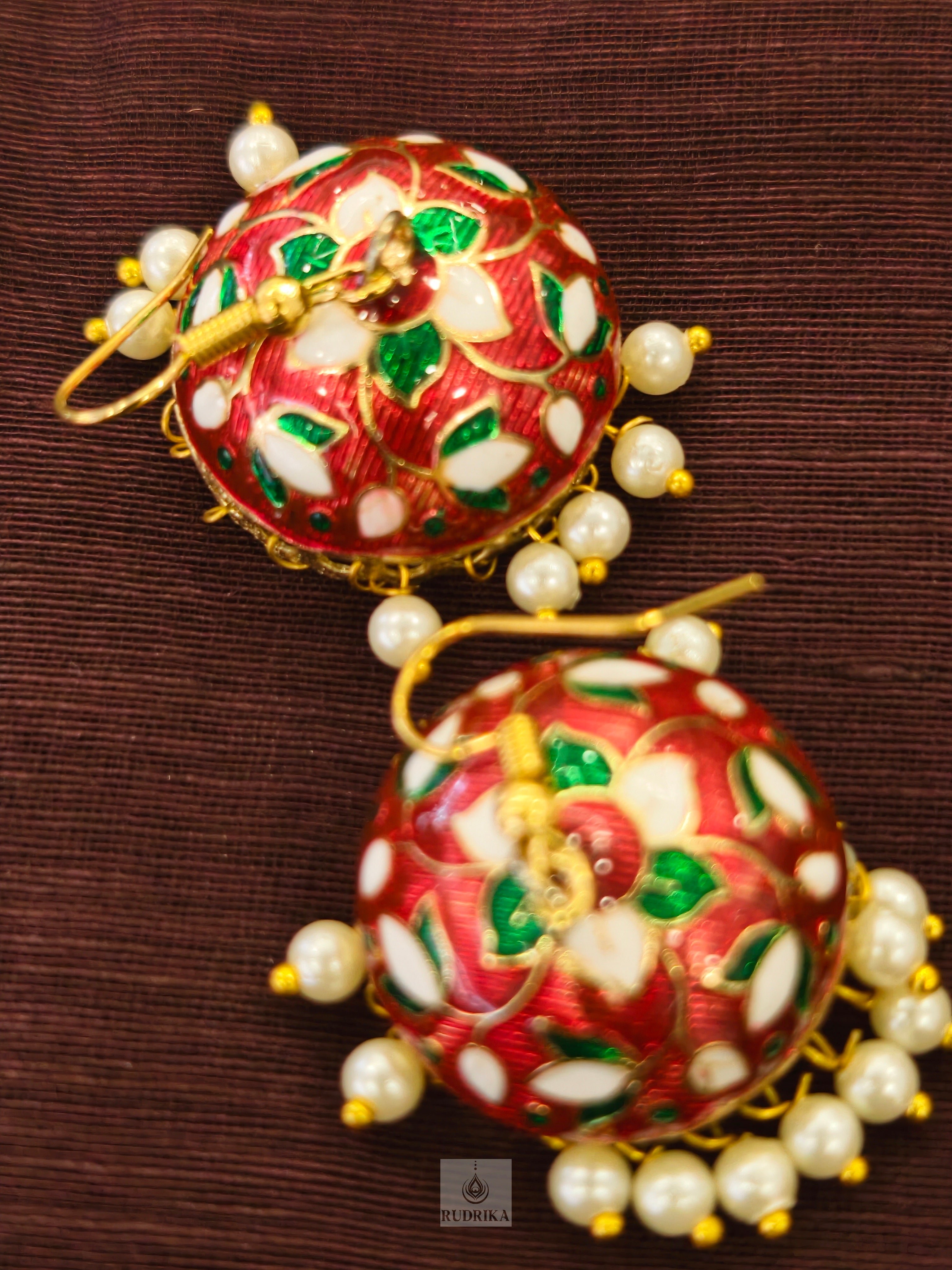 Meenakari jhumkas - multicolour
