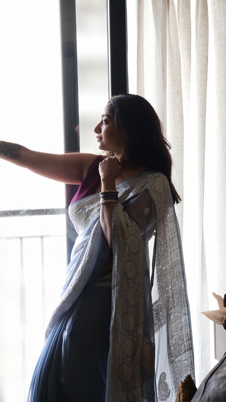 Georgette Banarasi with Silver Zari