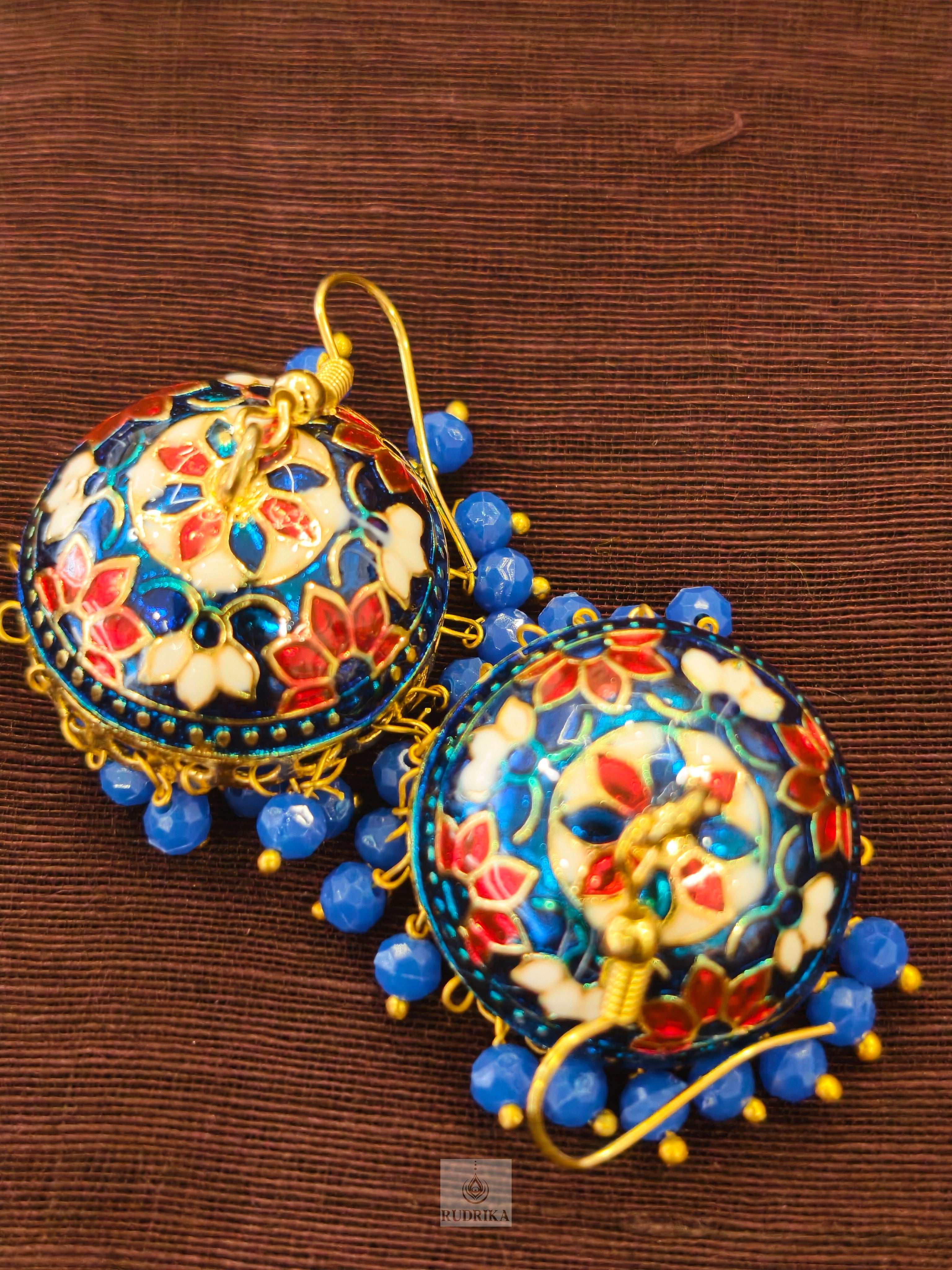 Meenakari jhumkas - multicolour