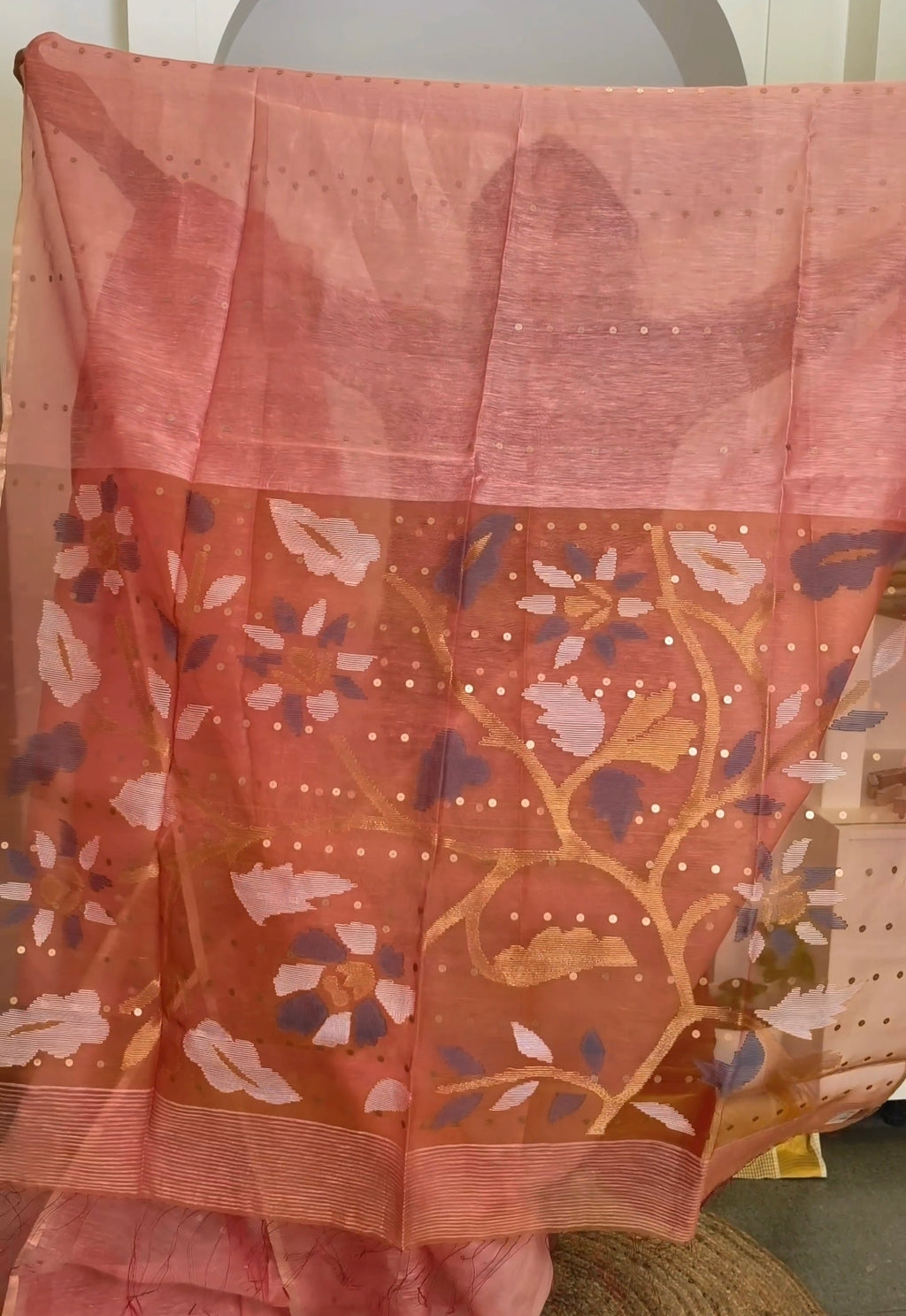 Jamdani Muslin-Tissue Silk Saree