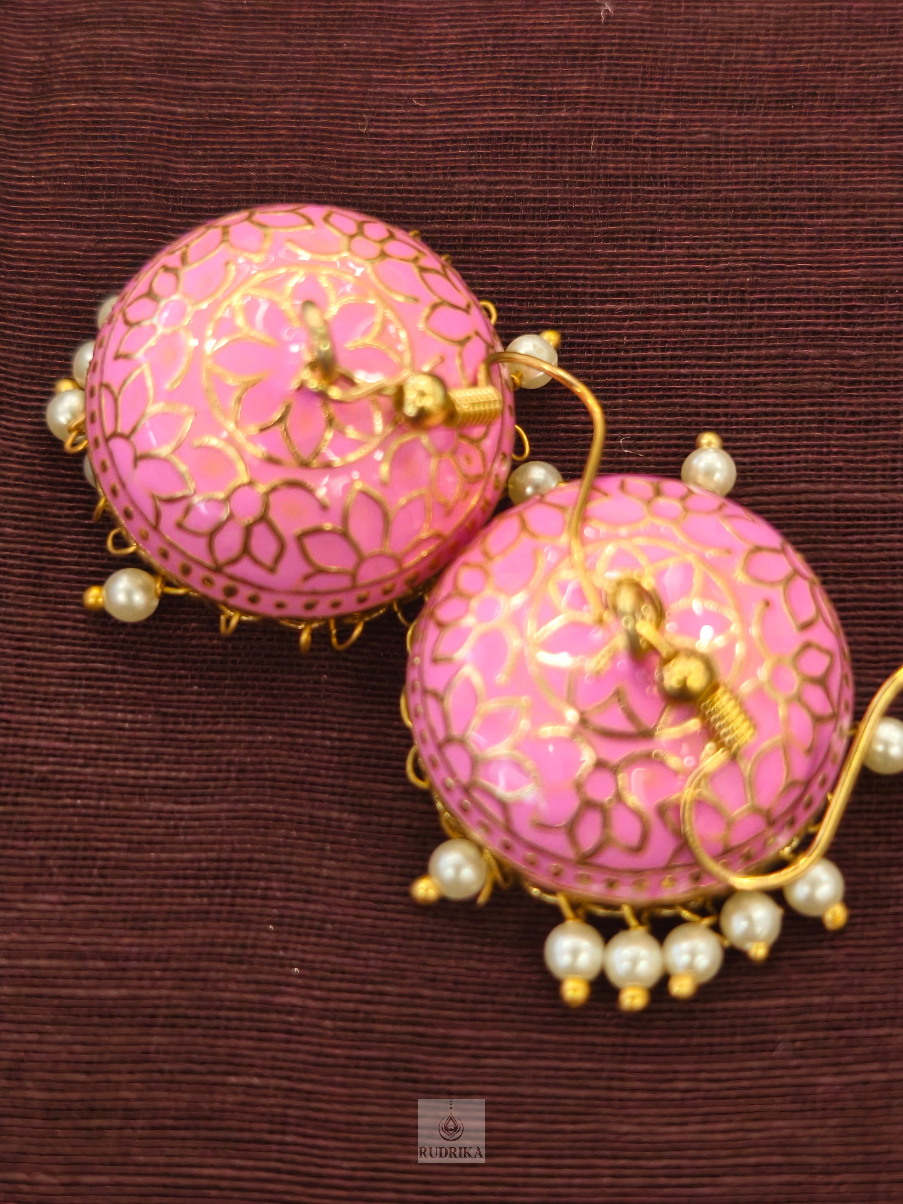 Meenakari jhumkas - single colour