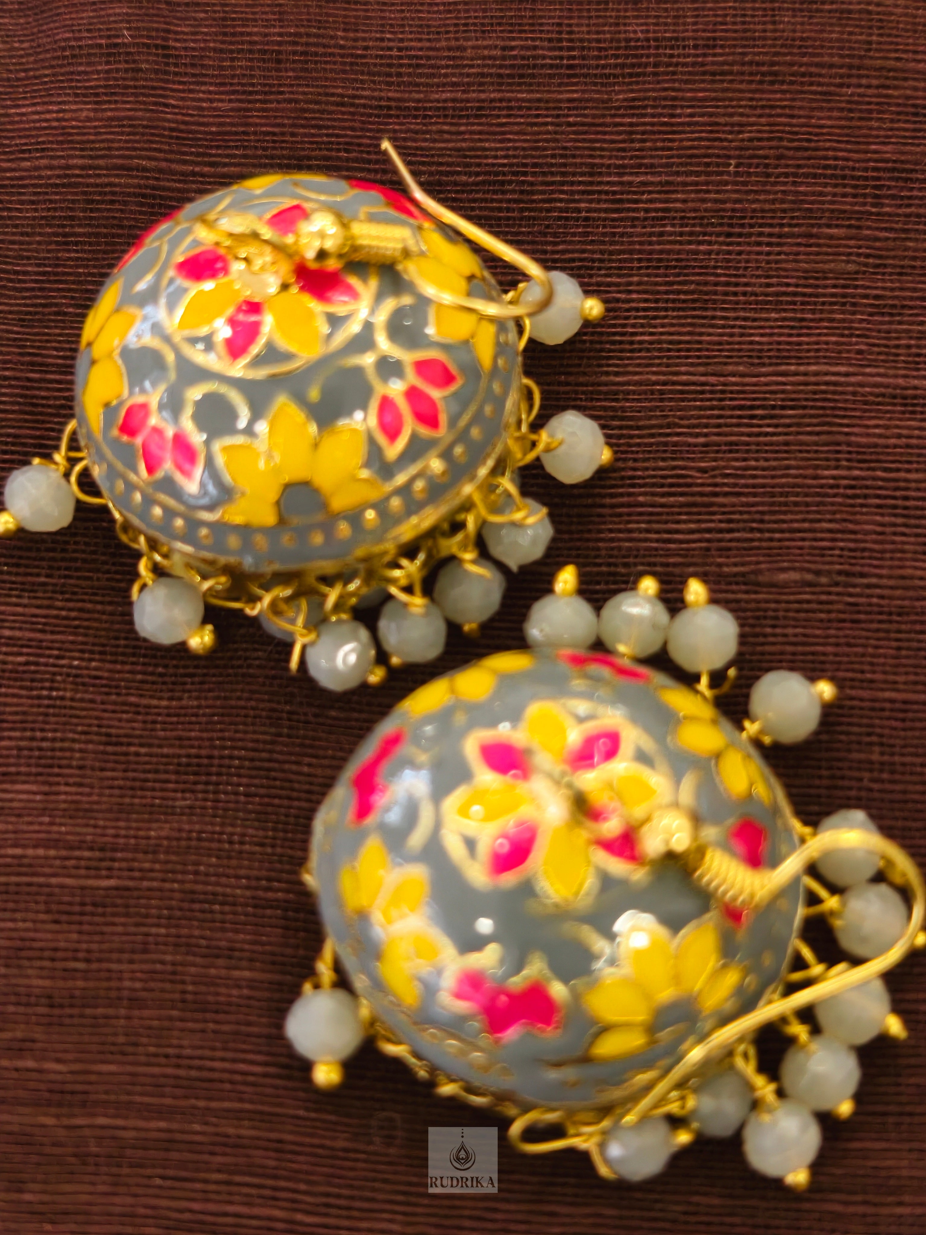 Meenakari jhumkas - multicolour