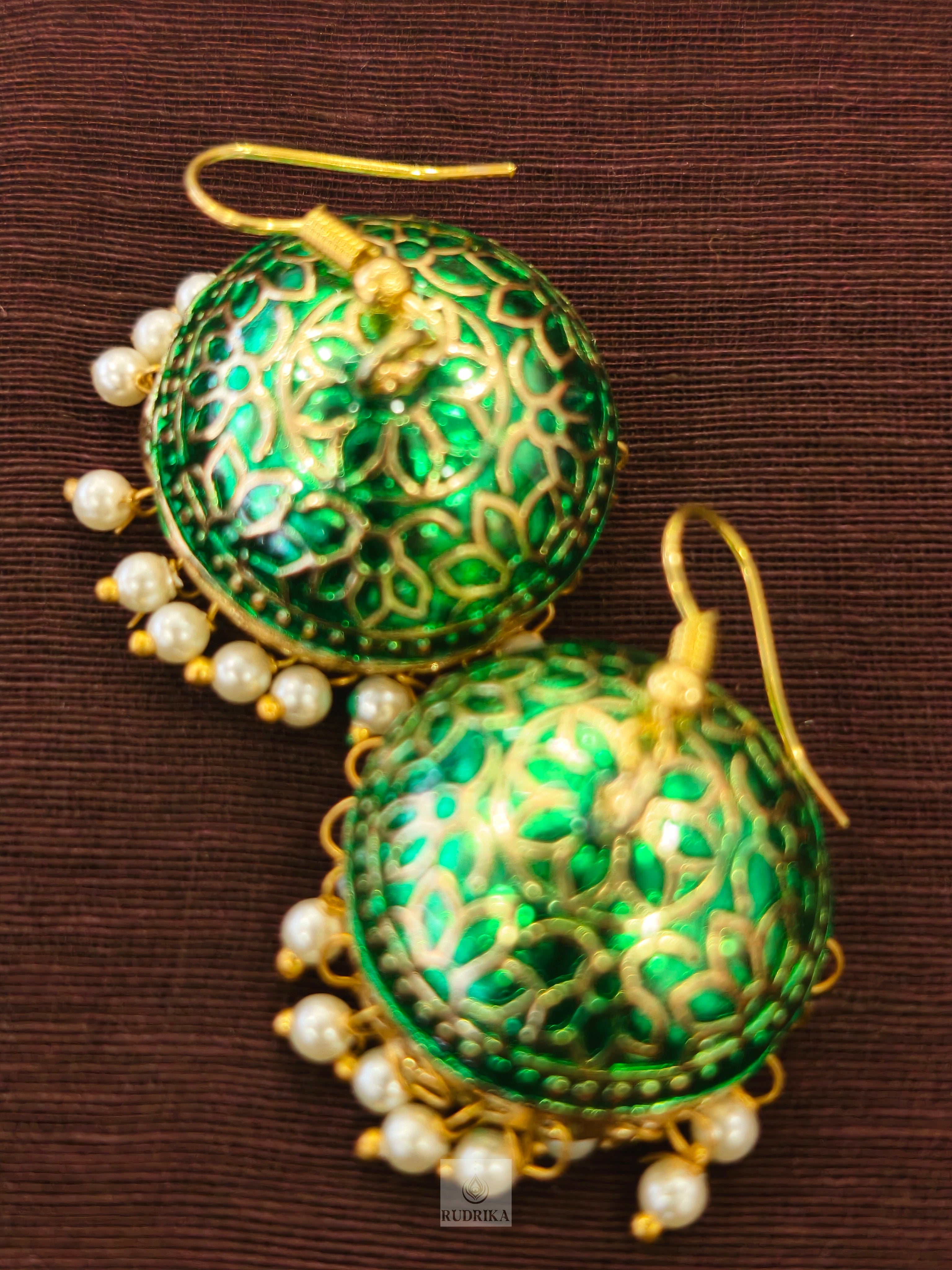 Meenakari jhumkas - single colour