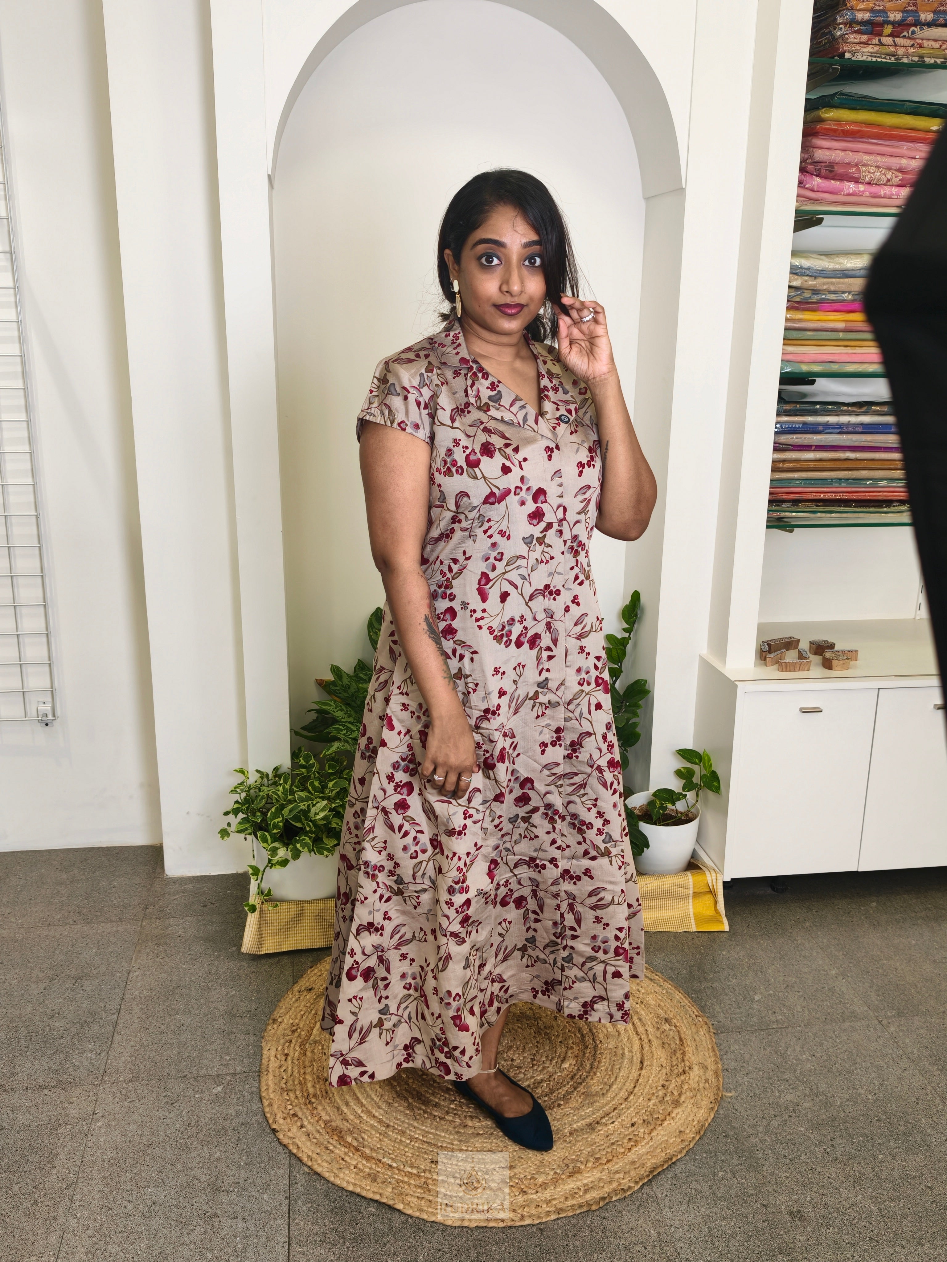 Midi dress - Ash and Maroon