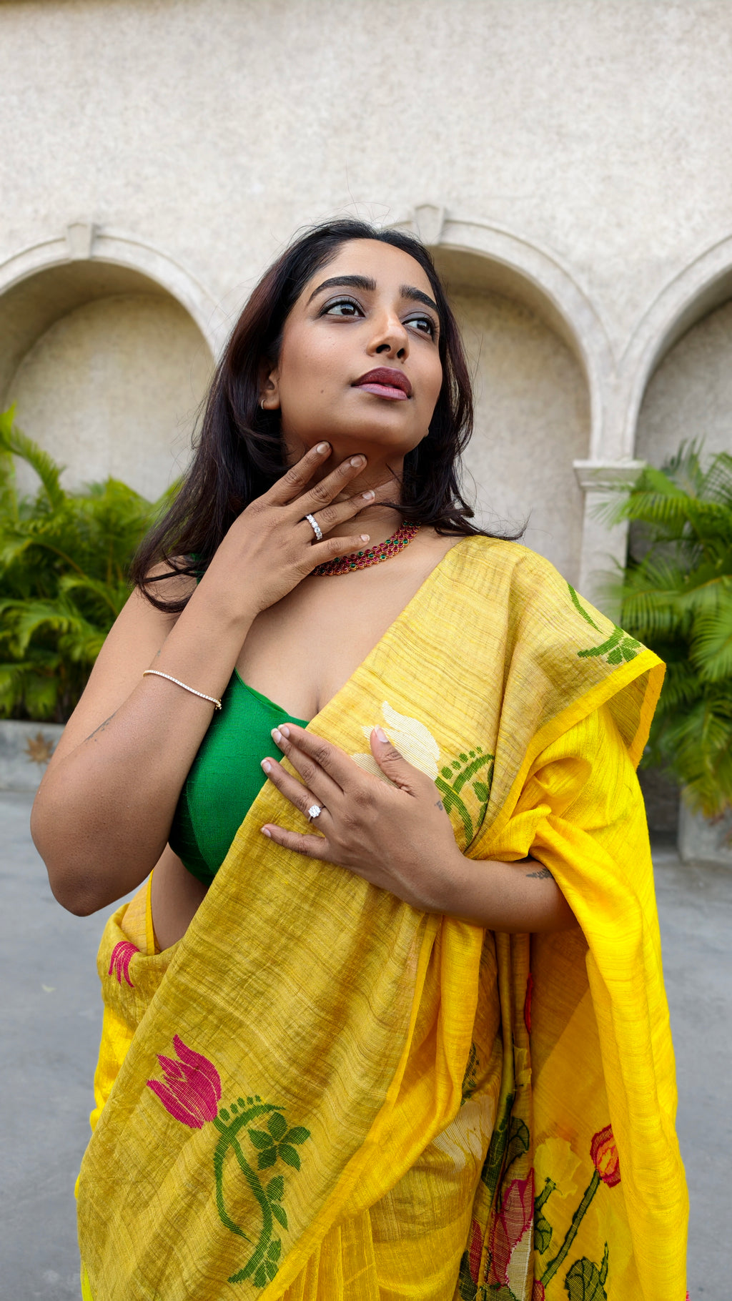 Matka silk saree - yellow