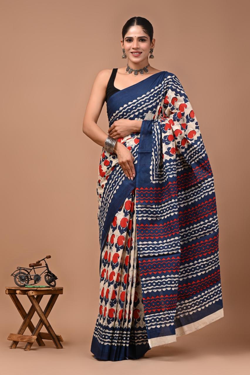 Mul Cotton Sarees - Blue Shades