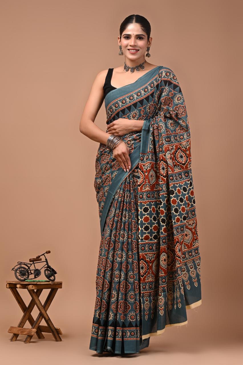 Mul Cotton Sarees - Blue Shades
