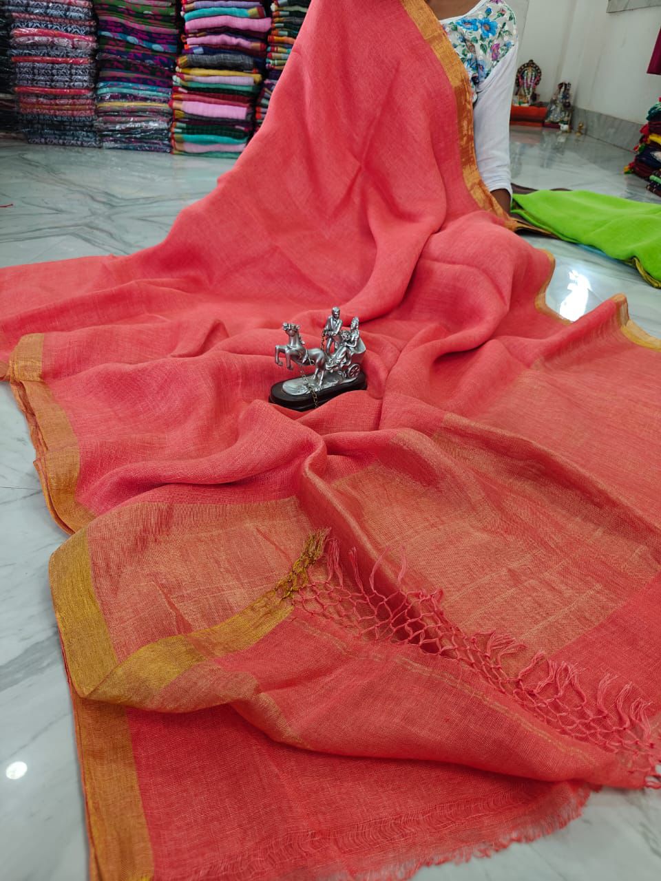 Linen with gold zari