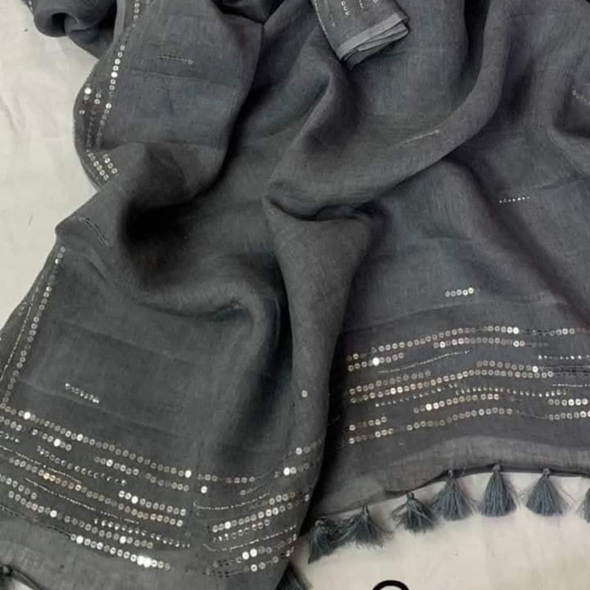 Linen with silver sequence