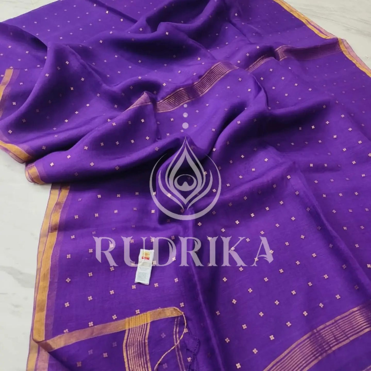 Bengal silk with needlework sequence - silk mark certified
