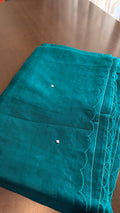 Organza - Sea blue with white pearls