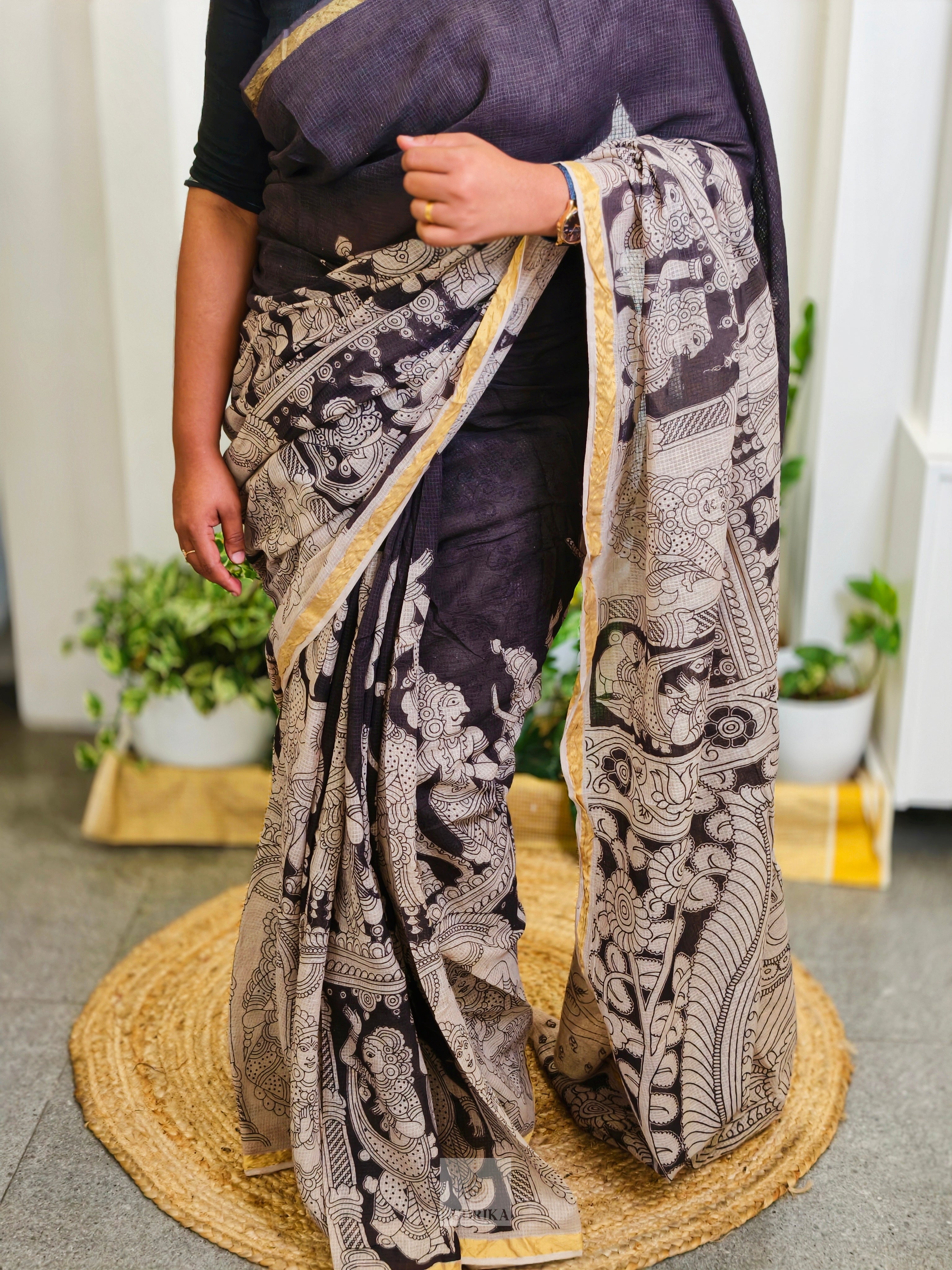 Kalamkari Kota Doria Saree