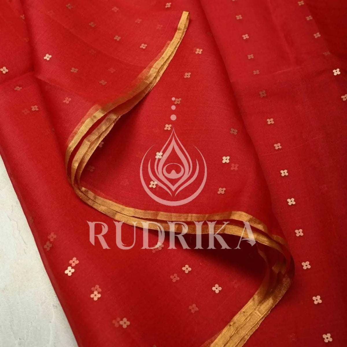 Bengal silk with needlework sequence - silk mark certified