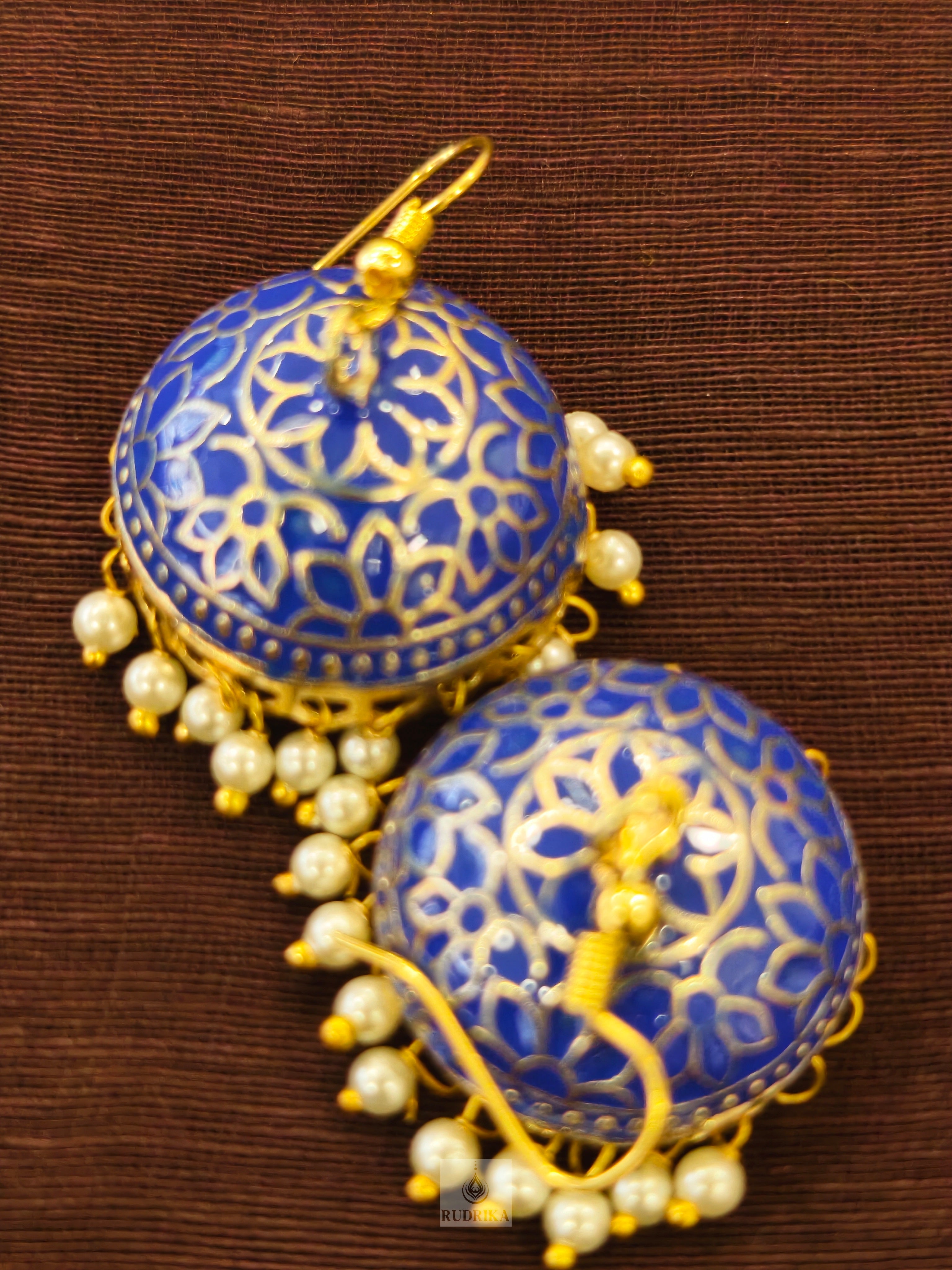 Meenakari jhumkas - single colour