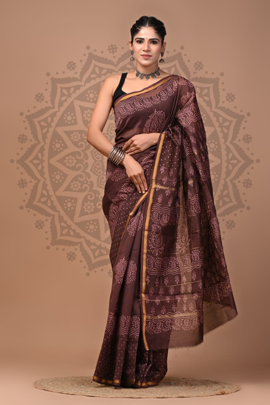 Chanderi Silk Handloom Saree - Bold prints