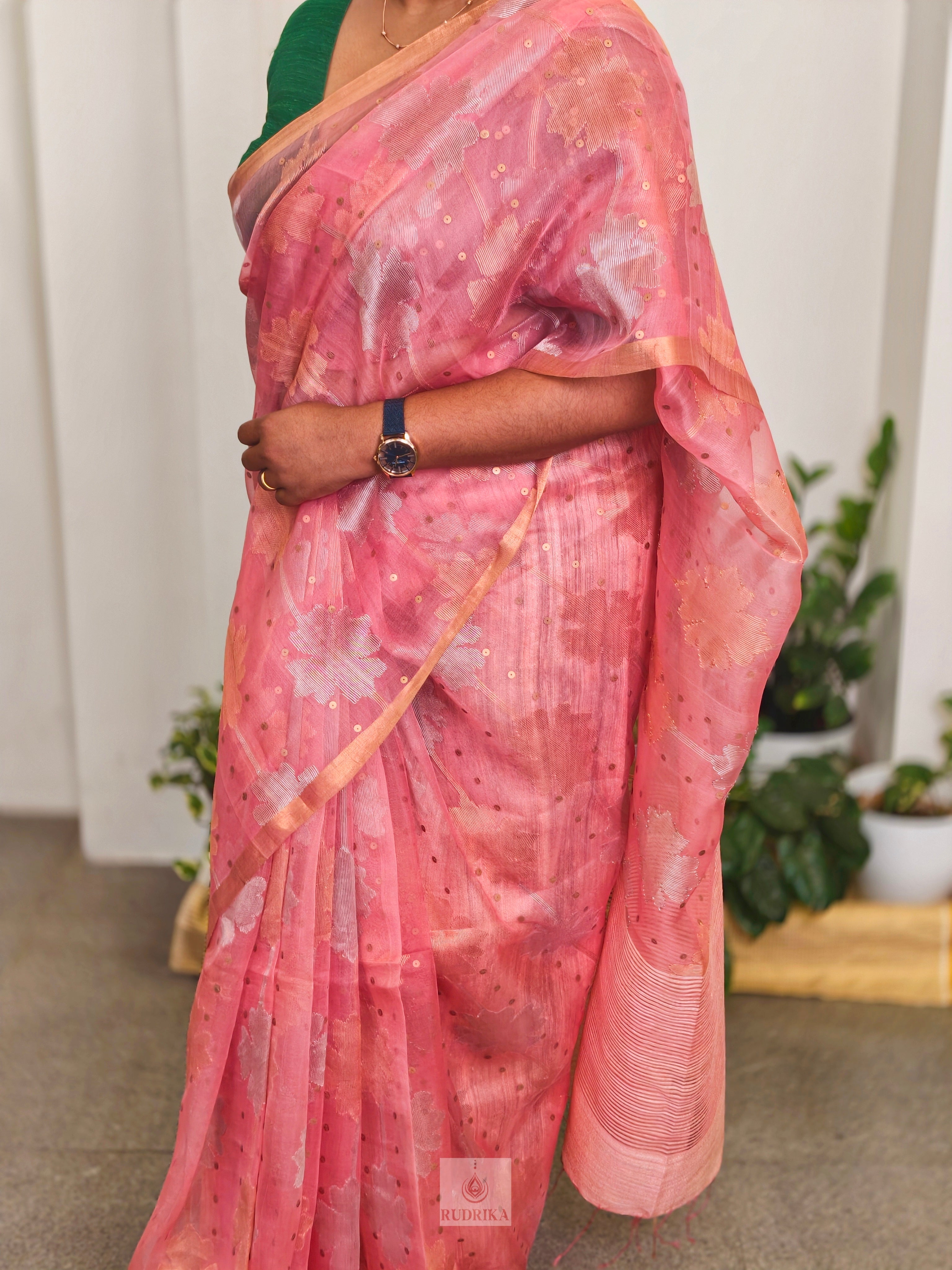 Jamdani Muslin-Tissue Silk Saree