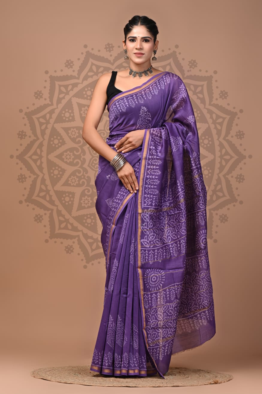 Chanderi Silk Handloom Saree - Bold prints