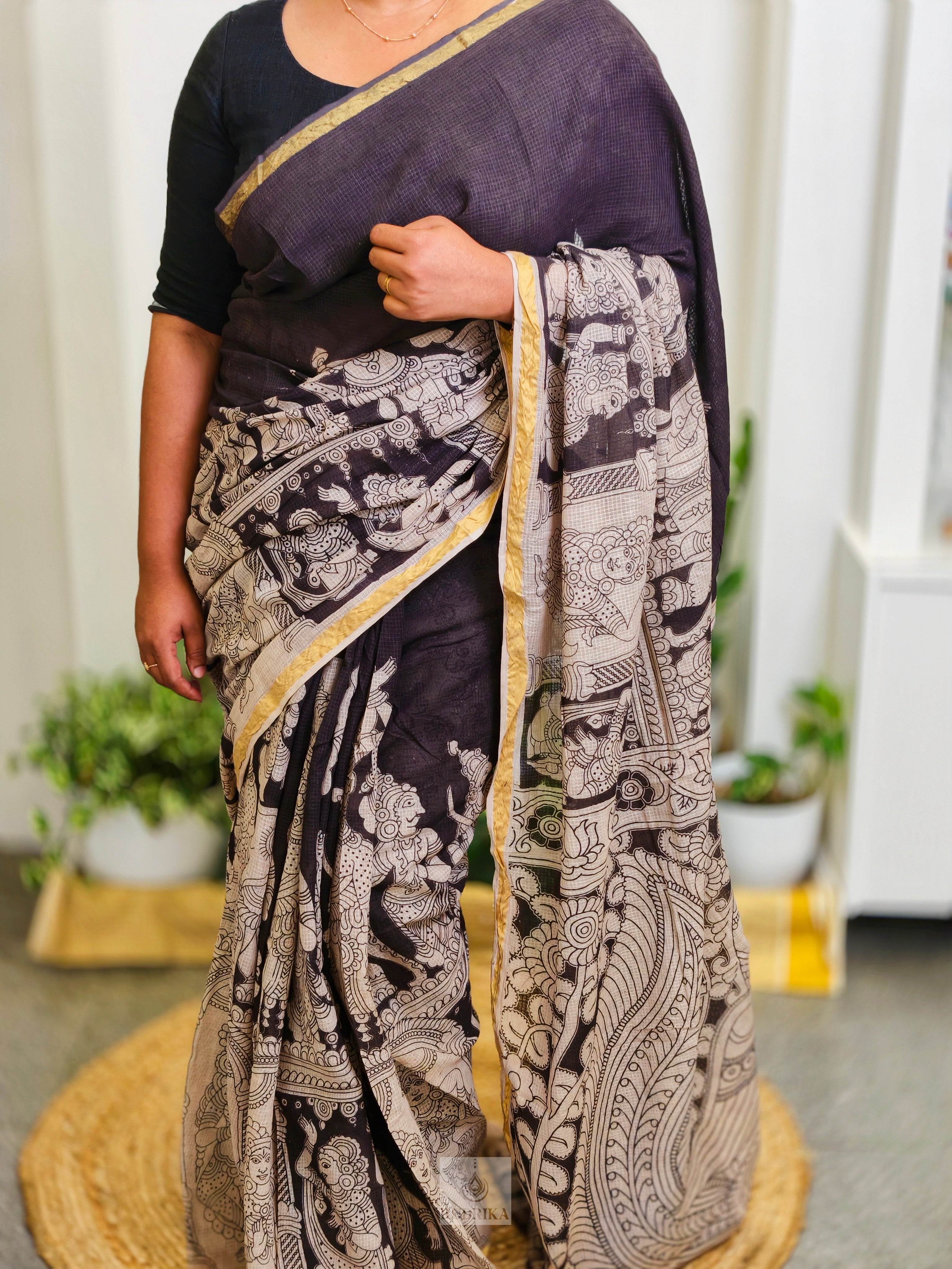 Kalamkari Kota Doria Saree