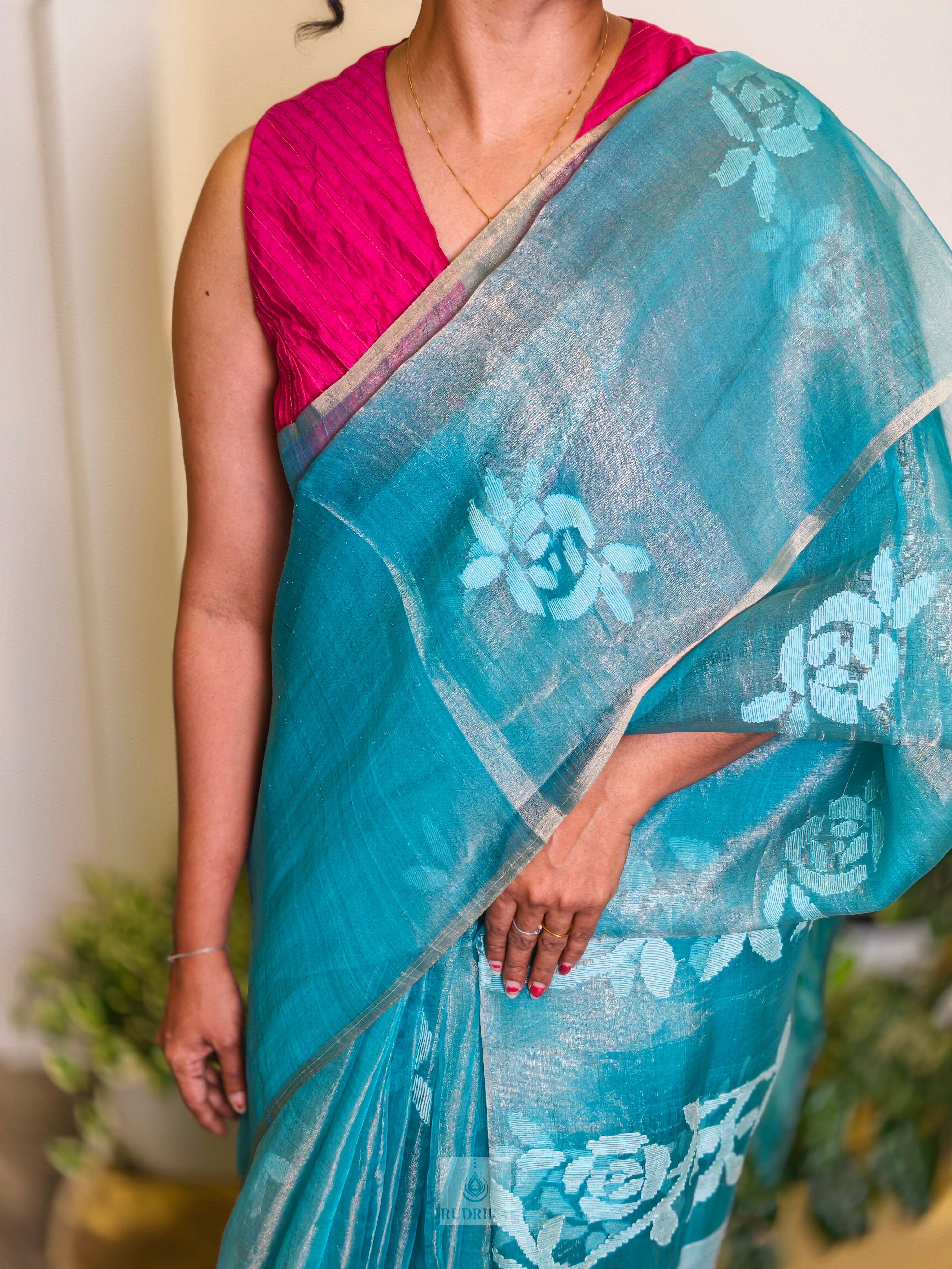 Jamdani Muslin-Tissue Silk Saree