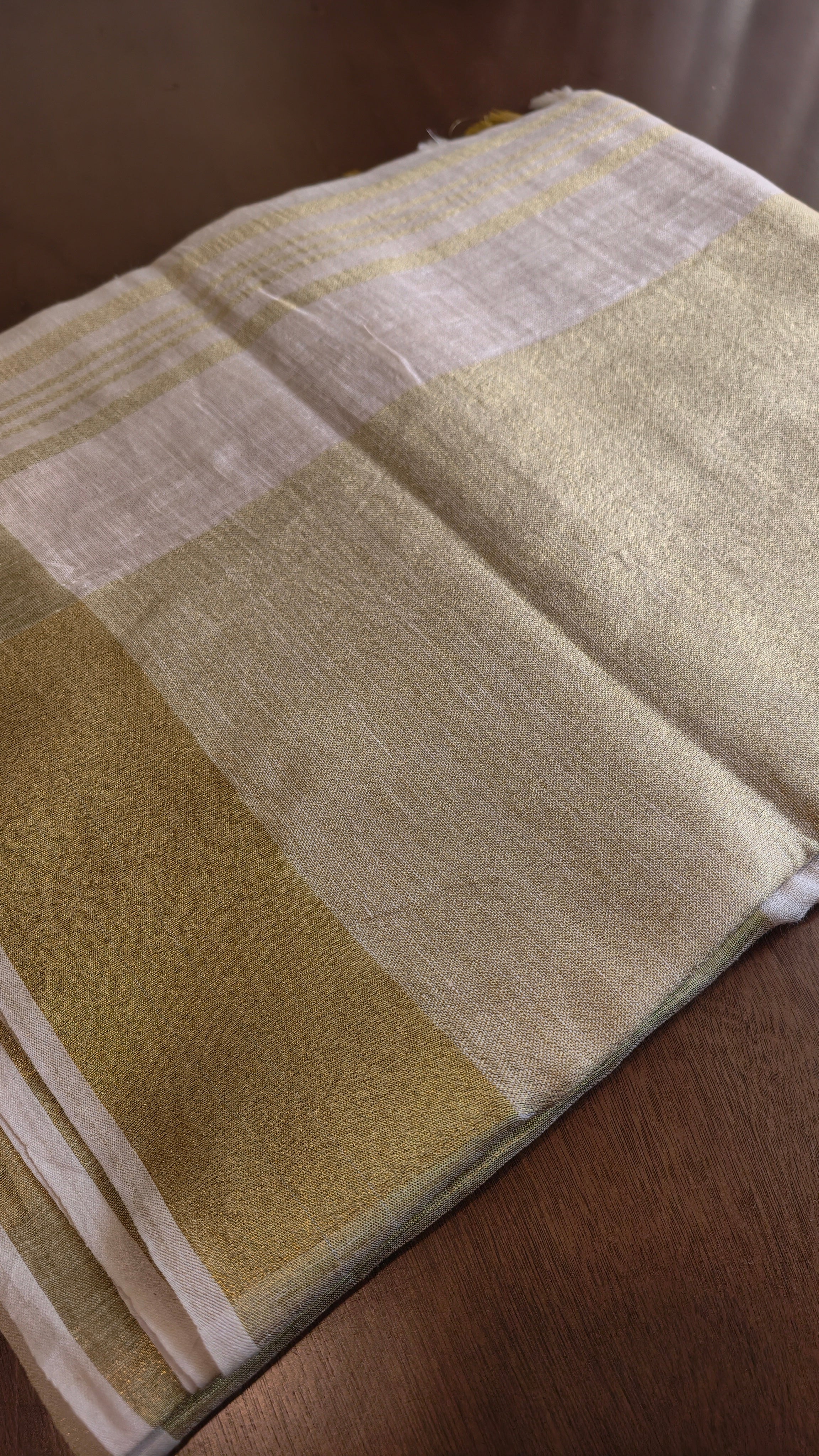 Linen - cream with gold zari