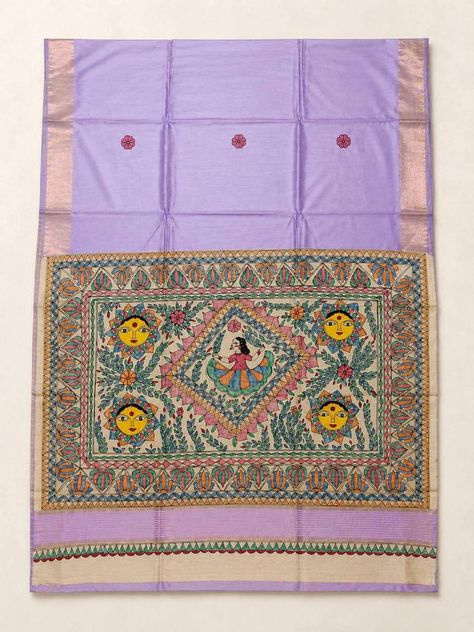 Tussar Ghicha Silk-Madhubani Style - silk mark certificate