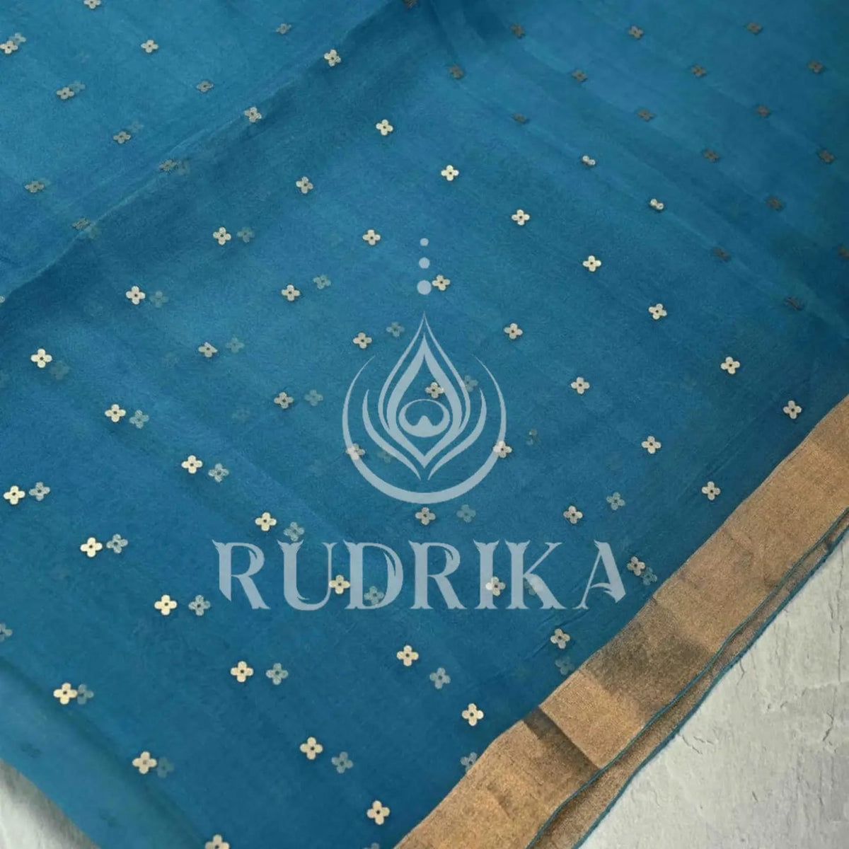 Bengal silk with needlework sequence - silk mark certified