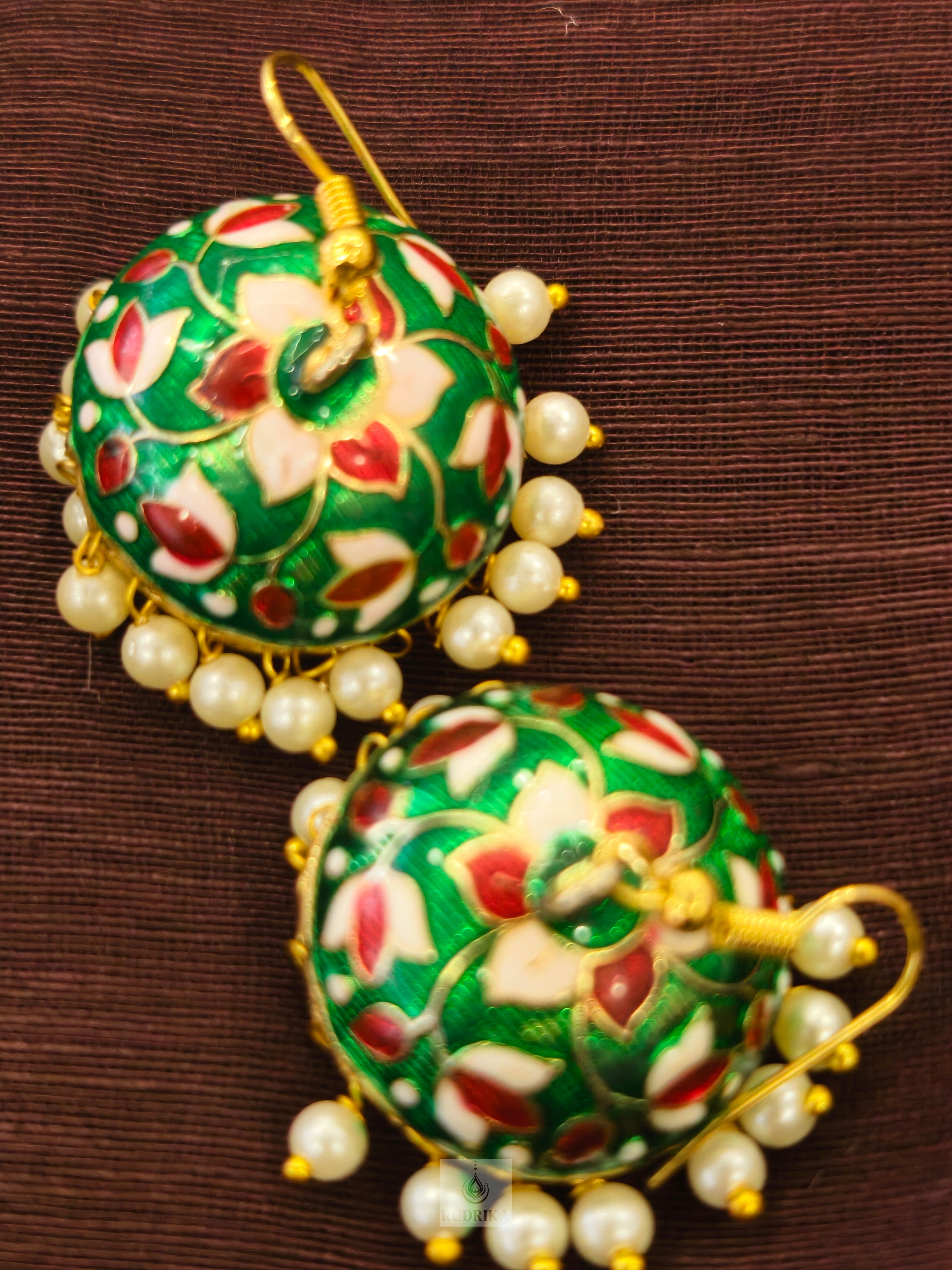 Meenakari jhumkas - multicolour