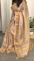 Linen saree with ivory kasavu finish