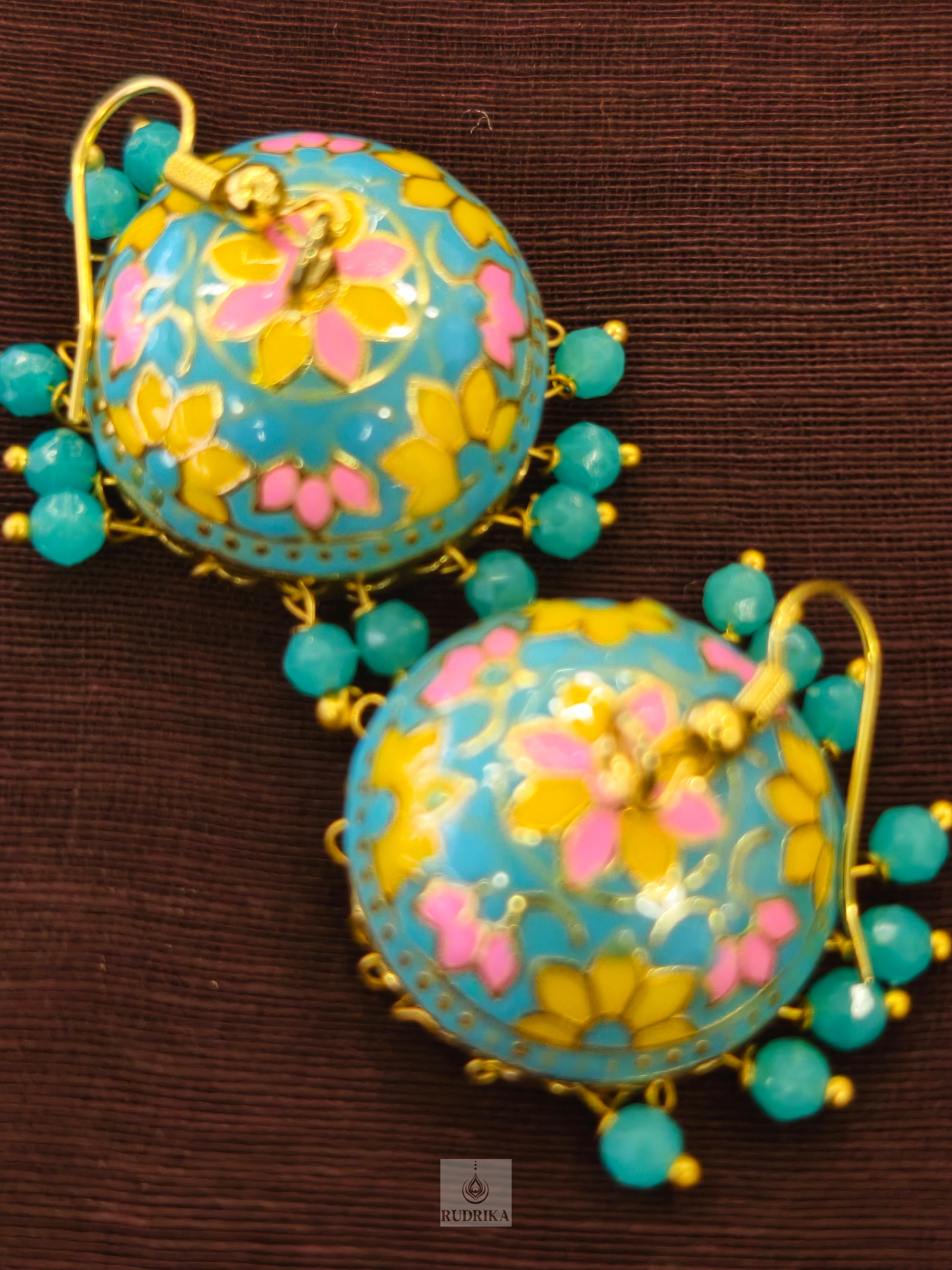 Meenakari jhumkas - multicolour