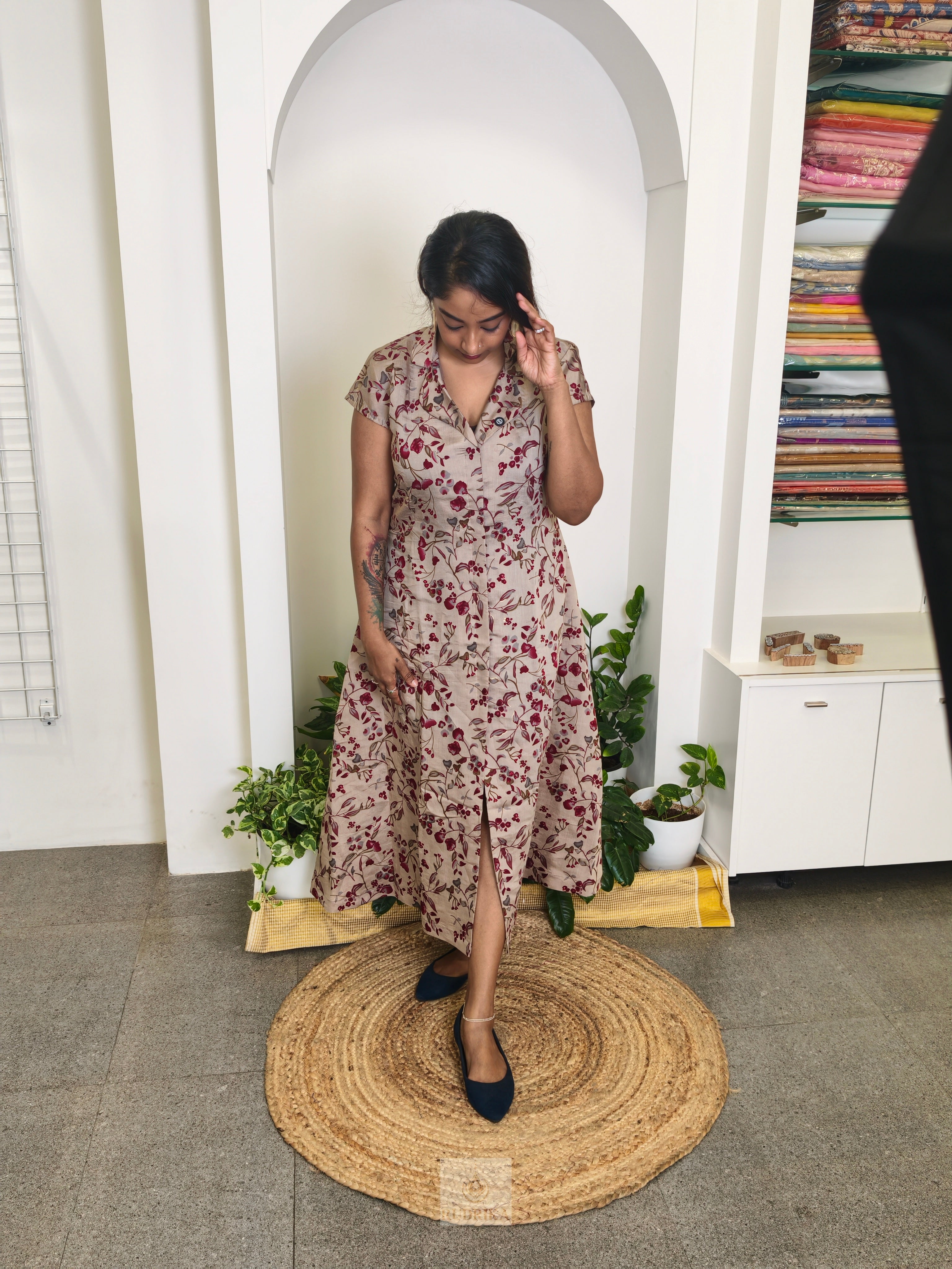 Midi dress - Ash and Maroon