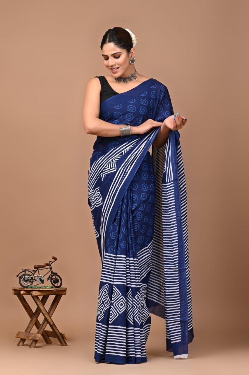 Mul Cotton Sarees - Blue Shades