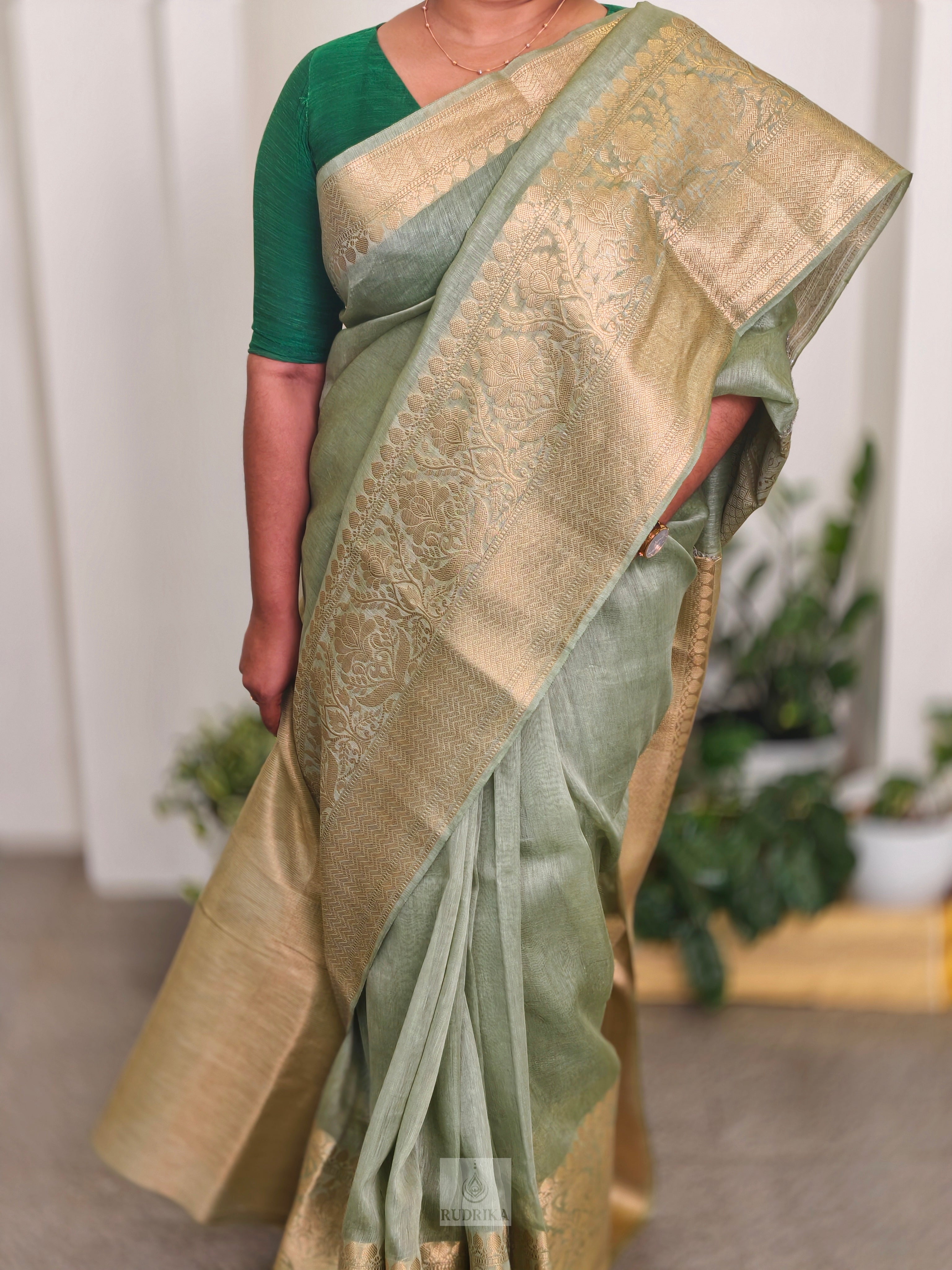 Linen Silk with Banarasi Zari Saree
