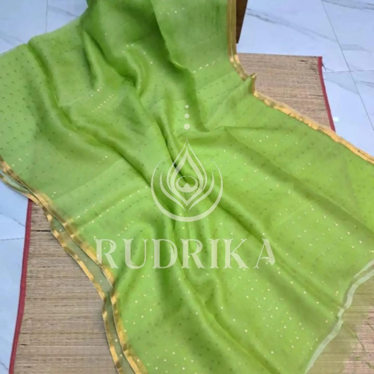 Bengal silk with needlework sequence - silk mark certified