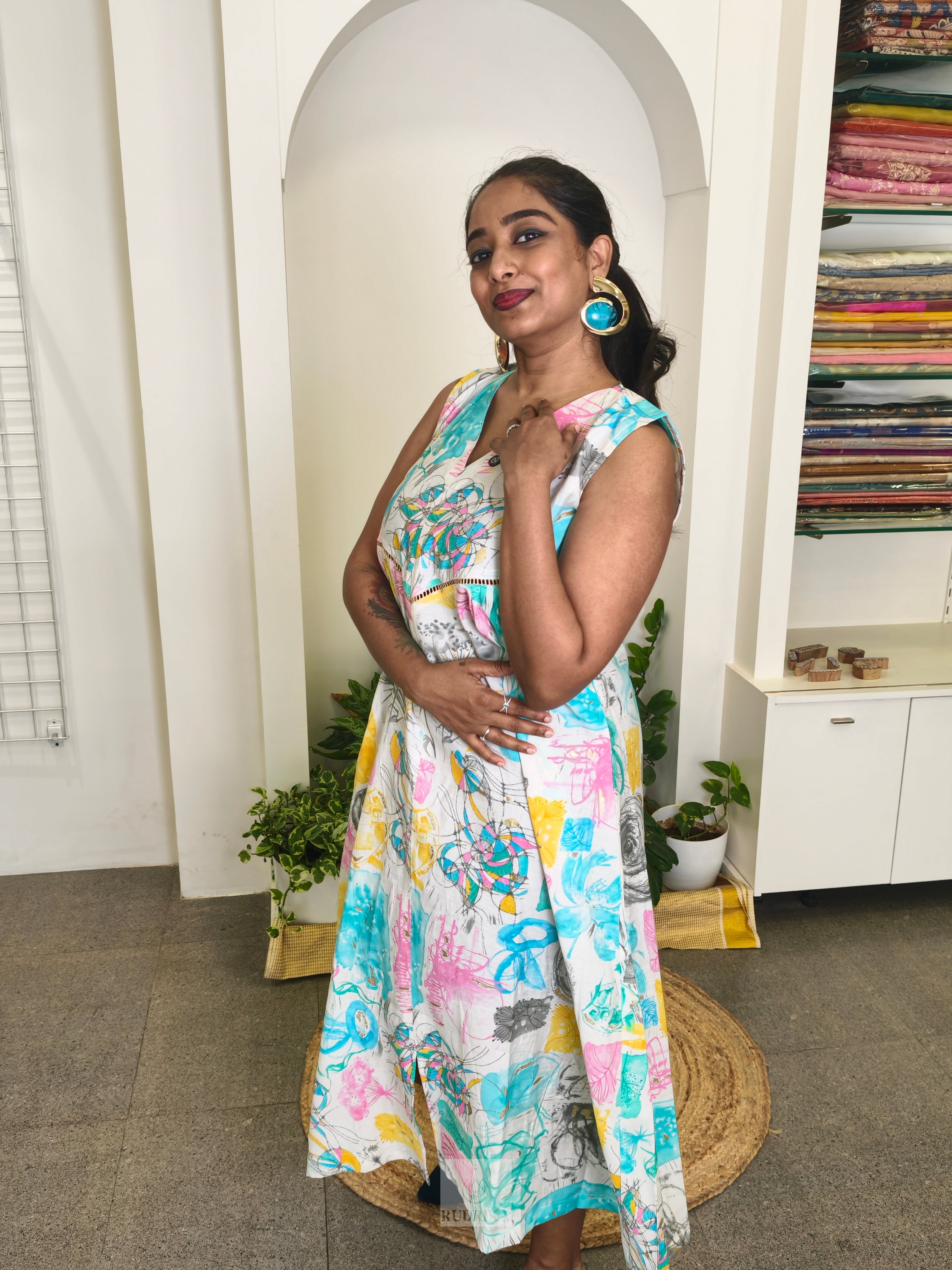 Maxi dress - white and pastels